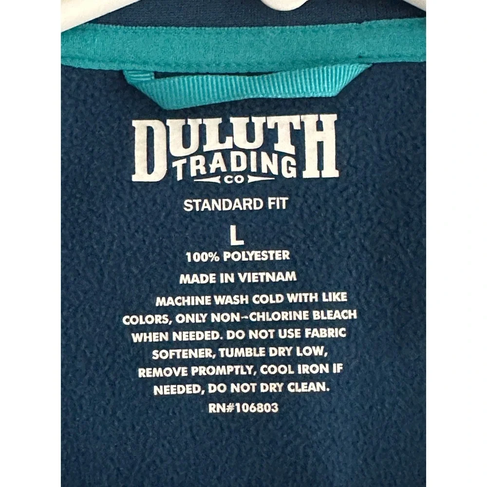 Duluth Trading Co Sweater Mens‎ L Blue Pullover Fleece Long Sleeve Casual